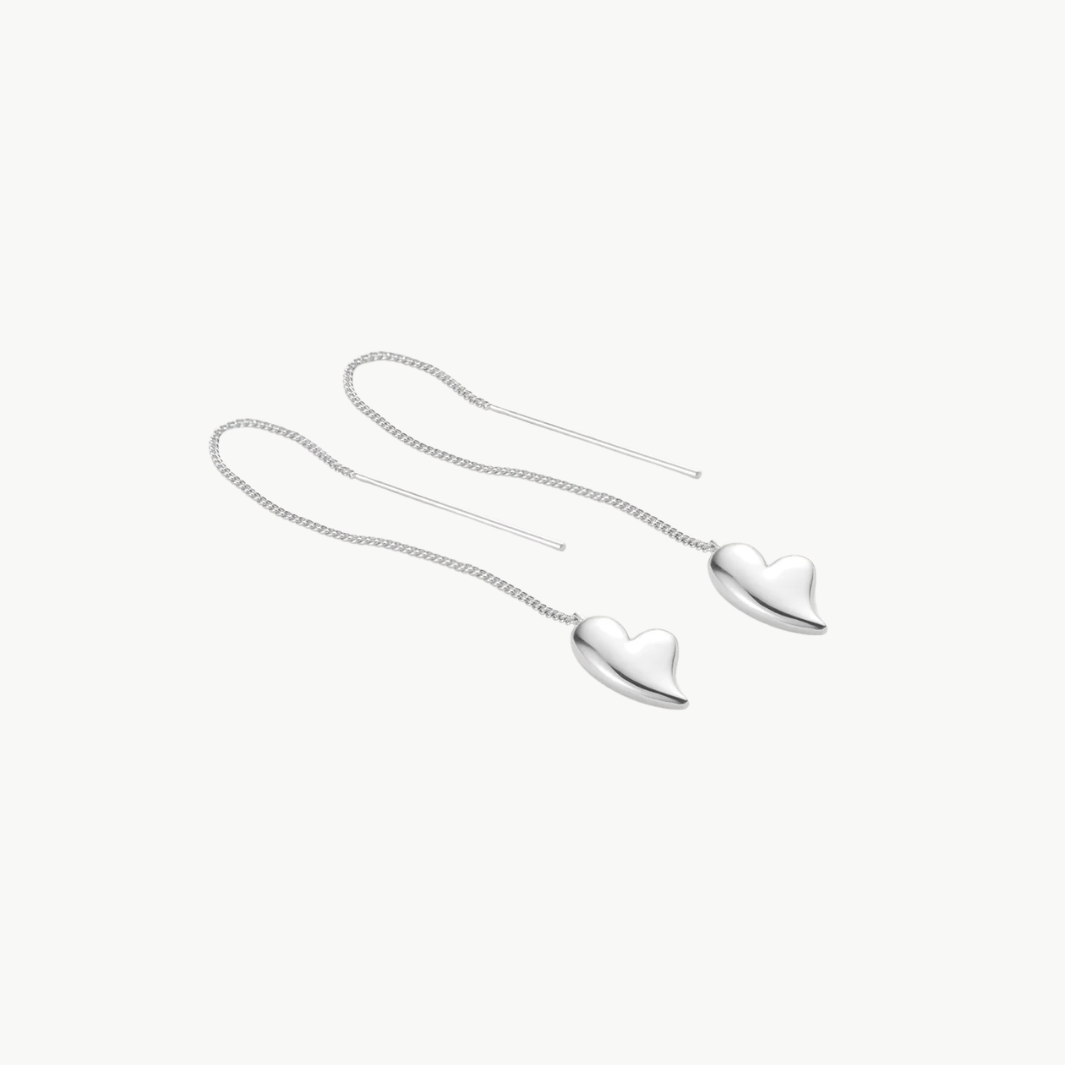 PUFFY HEART THREADERS IN SILVER - Romi Boutique