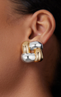 MEDIUM WOVEN SQUARE EARRINGS IN TWO TONE - Romi Boutique
