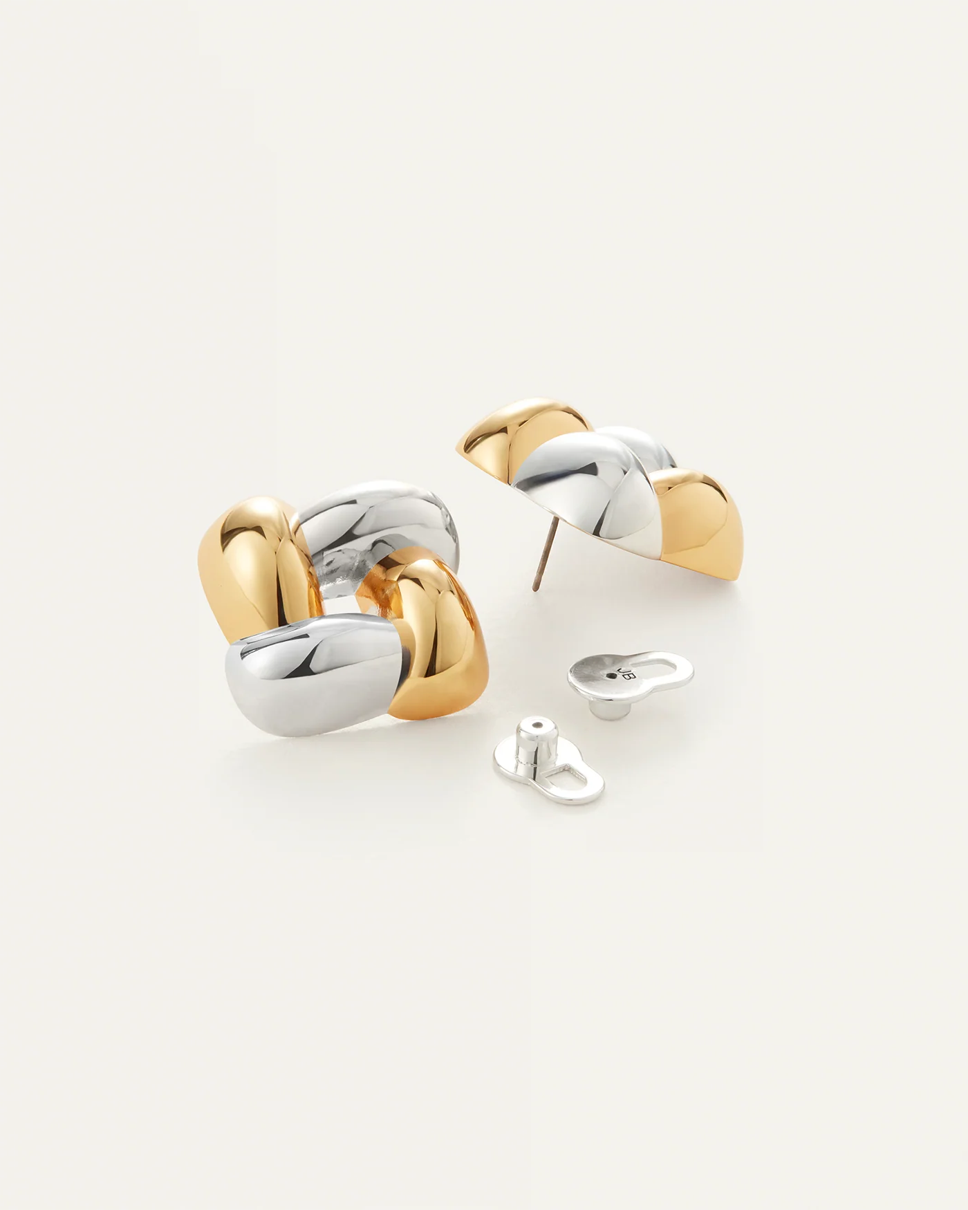 Jenny Bird MEDIUM WOVEN SQUARE EARRINGS IN TWO TONE