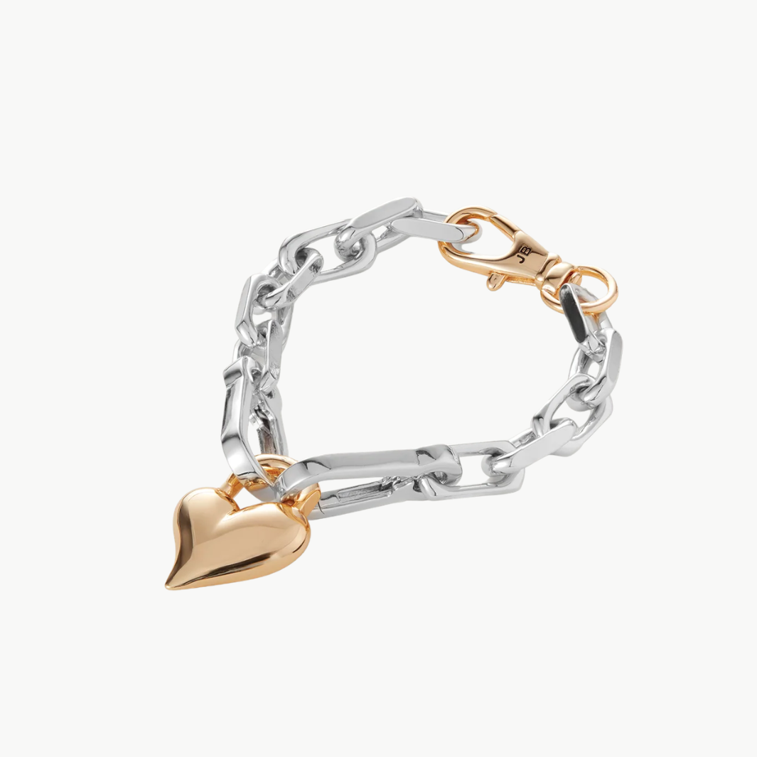 PADLOCK HEART CHAIN BRACELET IN TWO-TONE - Romi Boutique