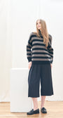 STRIPE BRETON CASHMERE WOOL TURTLENECK IN BLACK/MOOSE - Romi Boutique