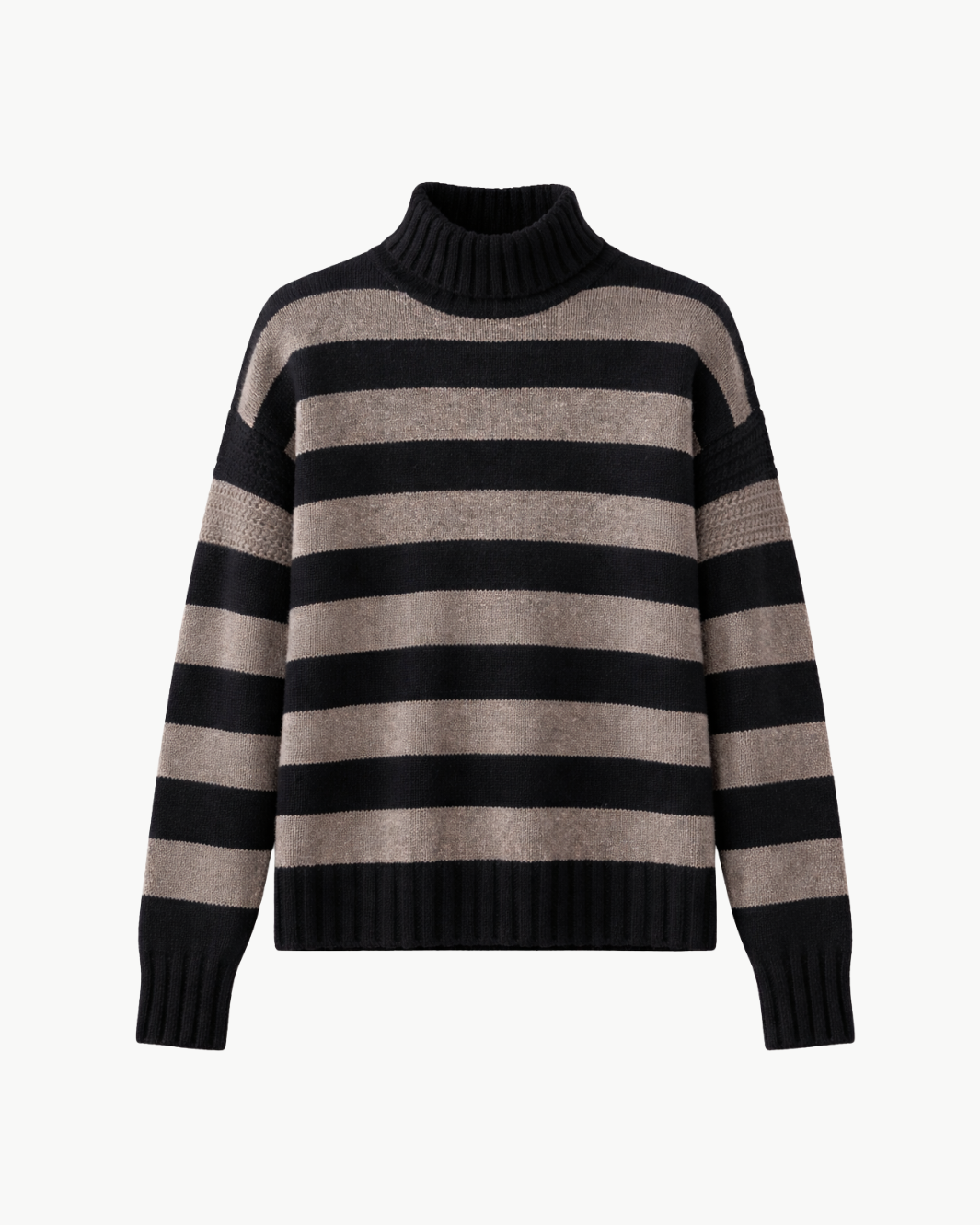 STRIPE BRETON CASHMERE WOOL TURTLENECK 
