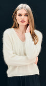 CASHMERE BRUSHED BOXY VEE IN ECRU - Romi Boutique