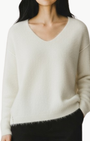 CASHMERE BRUSHED BOXY VEE IN ECRU by Jumper 1234 - Romi Boutique