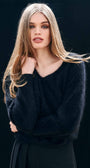CASHMERE BRUSHED BOXY VEE IN NIGHT - Romi Boutique