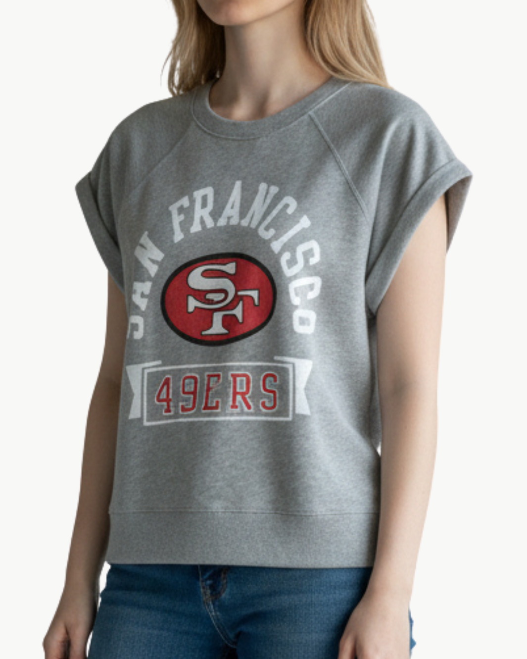 49ERS RAGLAN TANK IN HEATHER GREY - Romi Boutique
