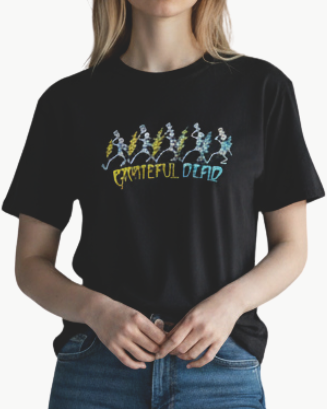 GRATEFUL DEAD DANCING SKELETON TEE IN VINTAGE BLACK - Romi Boutique