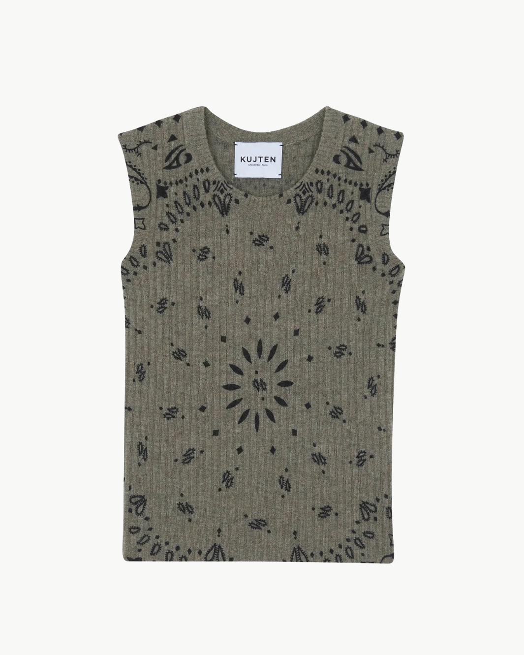 RIBBI TANK IN MARL KHAKI - Romi Boutique