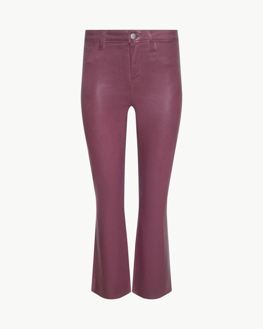 KENDRA CROPPED FLARE IN DEEP MAUVE COATED - Romi Boutique