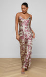 SERITA SILK GOWN IN TAN/TRUFFLE BUTTERFLY TOILE - Romi Boutique