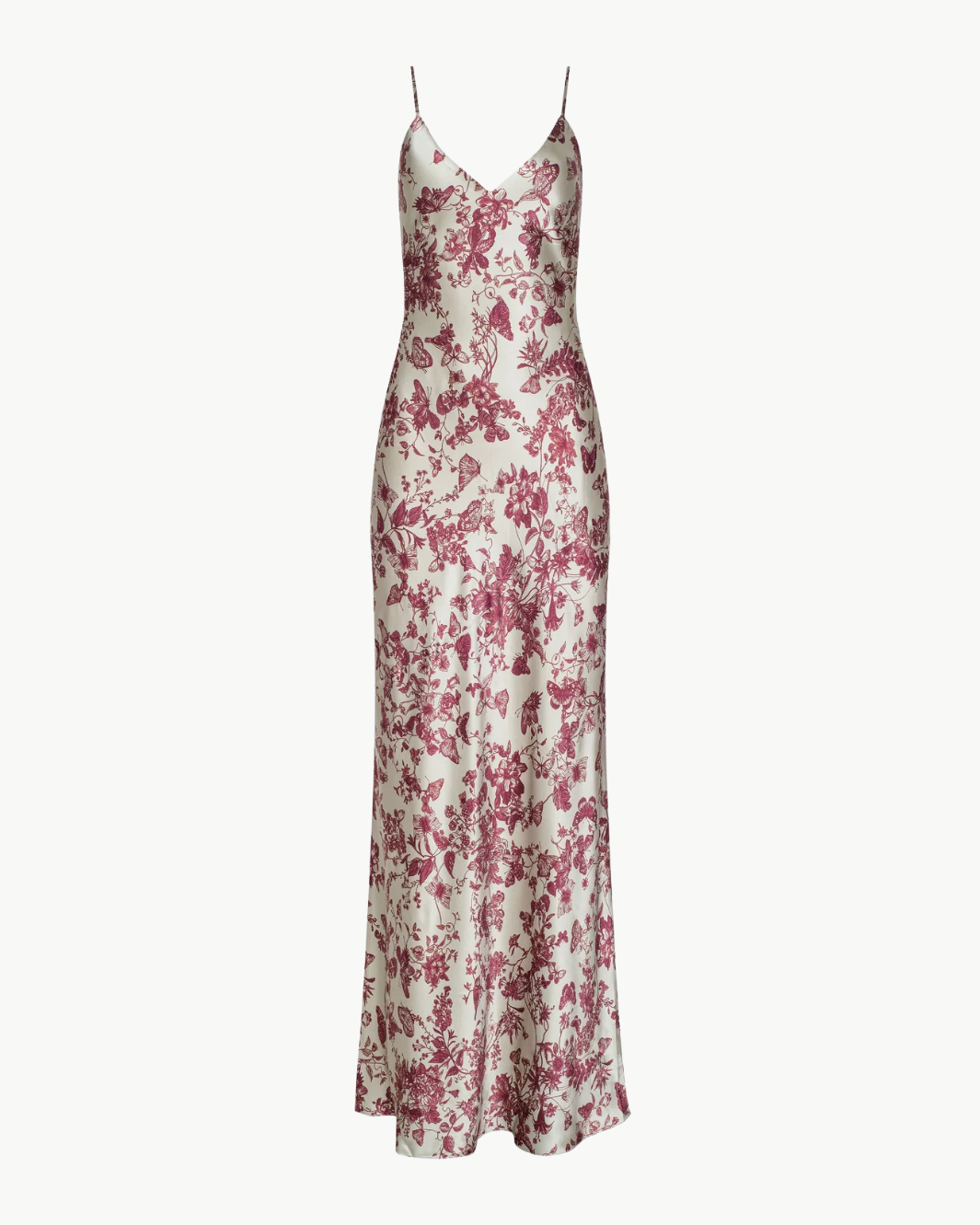 SERITA SILK GOWN IN TAN/TRUFFLE BUTTERFLY TOILE - Romi Boutique
