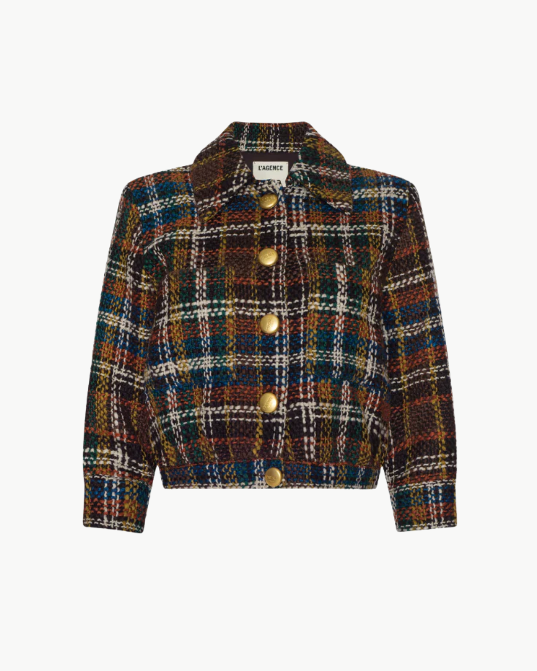 JIA TWEED JACKET IN BROWN MULTI PLAID - Romi Boutique