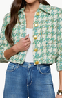 JIA TWEED JACKET IN DUSTY JADE MULTI HOUNDSTOOTH - Romi Boutique