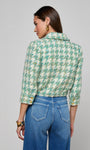 JIA TWEED JACKET IN DUSTY JADE MULTI HOUNDSTOOTH - Romi Boutique