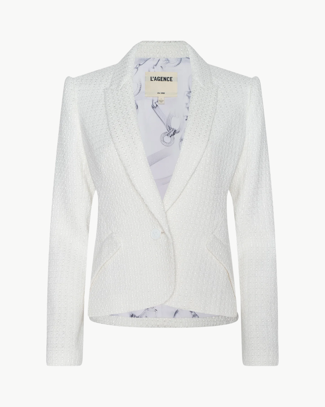 JENNAH TWEED BLAZER IN IVORY - Romi Boutique