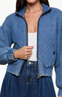 RYAH BOMBER JACKET IN MEDIUM WASHED DENIM - Romi Boutique