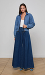 RYAH BOMBER JACKET IN MEDIUM WASHED DENIM - Romi Boutique