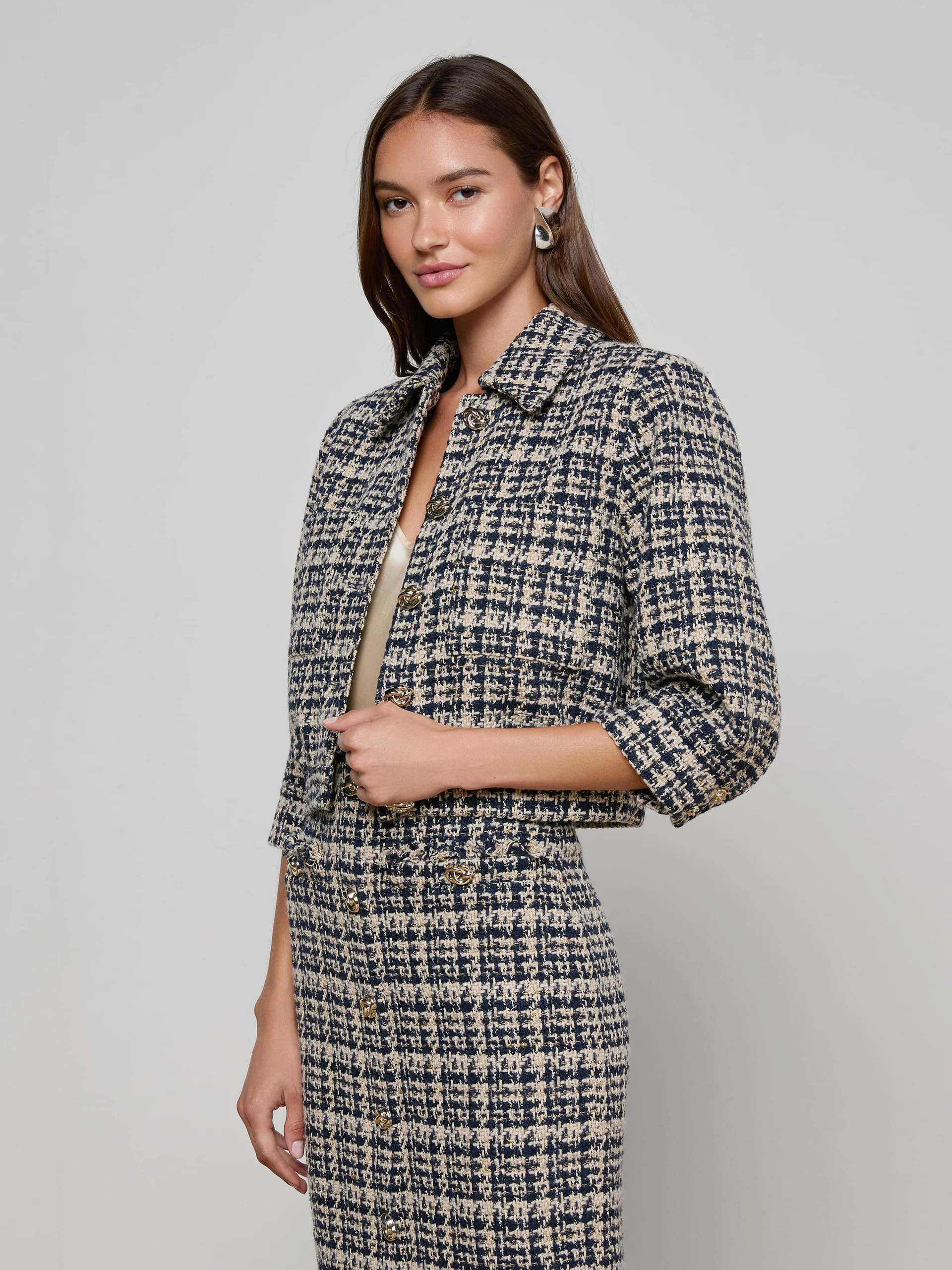 JIA TWEED JACKET IN MIDNIGHT MULTI TWEED - Romi Boutique