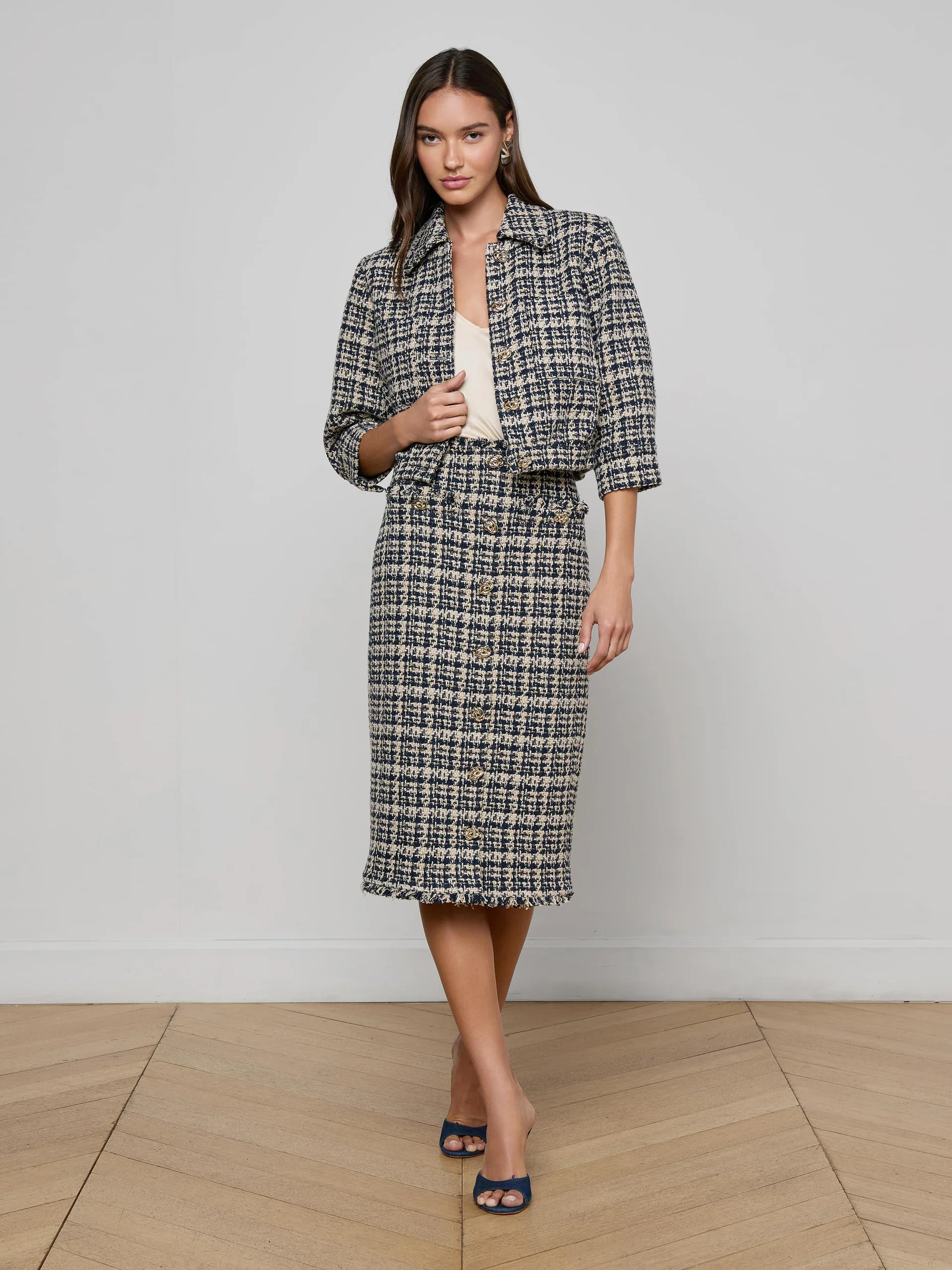 JIA TWEED JACKET IN MIDNIGHT MULTI TWEED - Romi Boutique