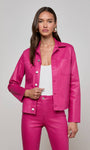 JANELLE SLIM RAW JACKET IN PINK COATED - Romi Boutique