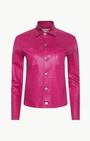 JANELLE SLIM RAW JACKET IN PINK COATED - Romi Boutique
