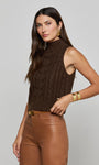 BELLINI CABLE-KNIT TURTLENECK IN DARK BROWN - Romi Boutique