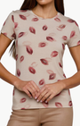 RESSI FITTED TEE IN TAUPE/DARK RED FADED KISS - Romi Boutique