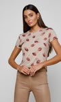 RESSI FITTED TEE IN TAUPE/DARK RED FADED KISS - Romi Boutique