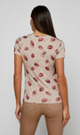 RESSI FITTED TEE IN TAUPE/DARK RED FADED KISS - Romi Boutique