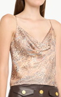 CALISTA SILK CAMISOLE IN BROWN/BLUE VALENCIA LEOPARD - Romi Boutique