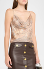 CALISTA SILK CAMISOLE IN BROWN/BLUE VALENCIA LEOPARD - Romi Boutique