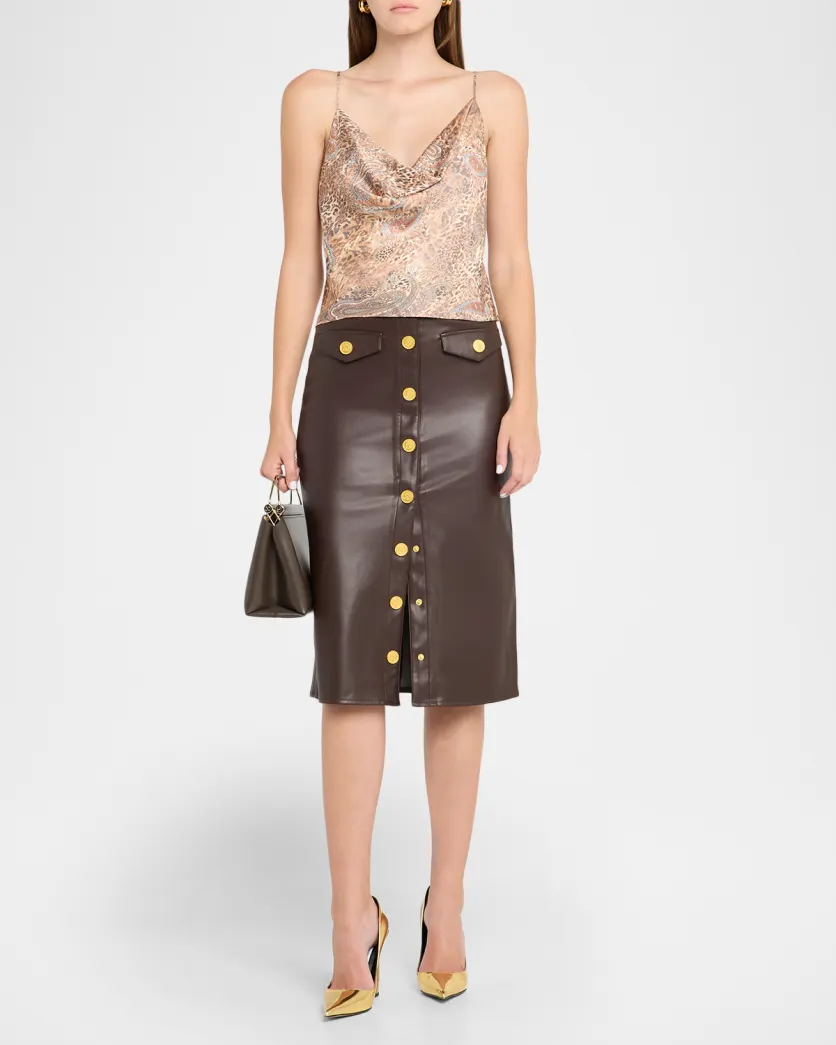 CALISTA SILK CAMISOLE IN BROWN/BLUE VALENCIA LEOPARD - Romi Boutique