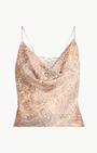 CALISTA SILK CAMISOLE IN BROWN/BLUE VALENCIA LEOPARD - Romi Boutique