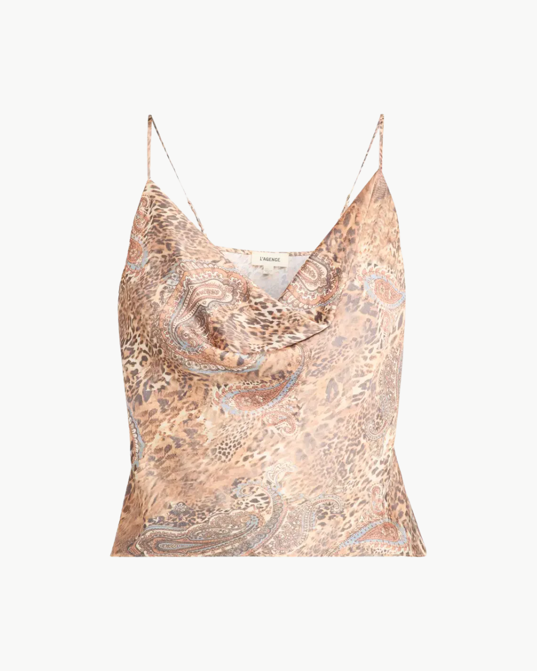 CALISTA SILK CAMISOLE IN BROWN/BLUE VALENCIA LEOPARD - Romi Boutique