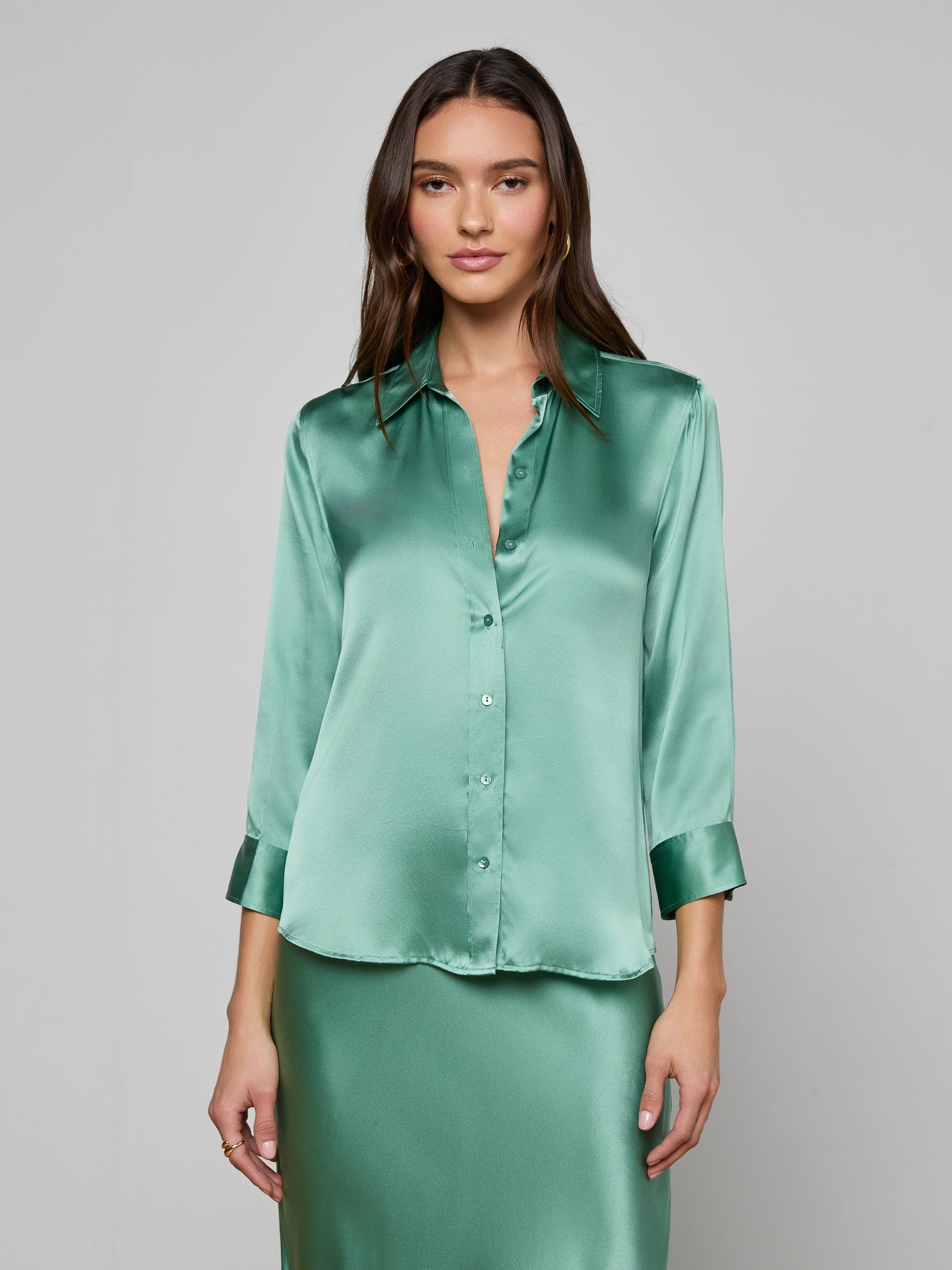 DANI 3/4 SLEEVE BLOUSE IN MALACHITE GREEN - Romi Boutique
