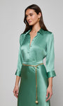 DANI 3/4 SLEEVE BLOUSE IN MALACHITE GREEN - Romi Boutique