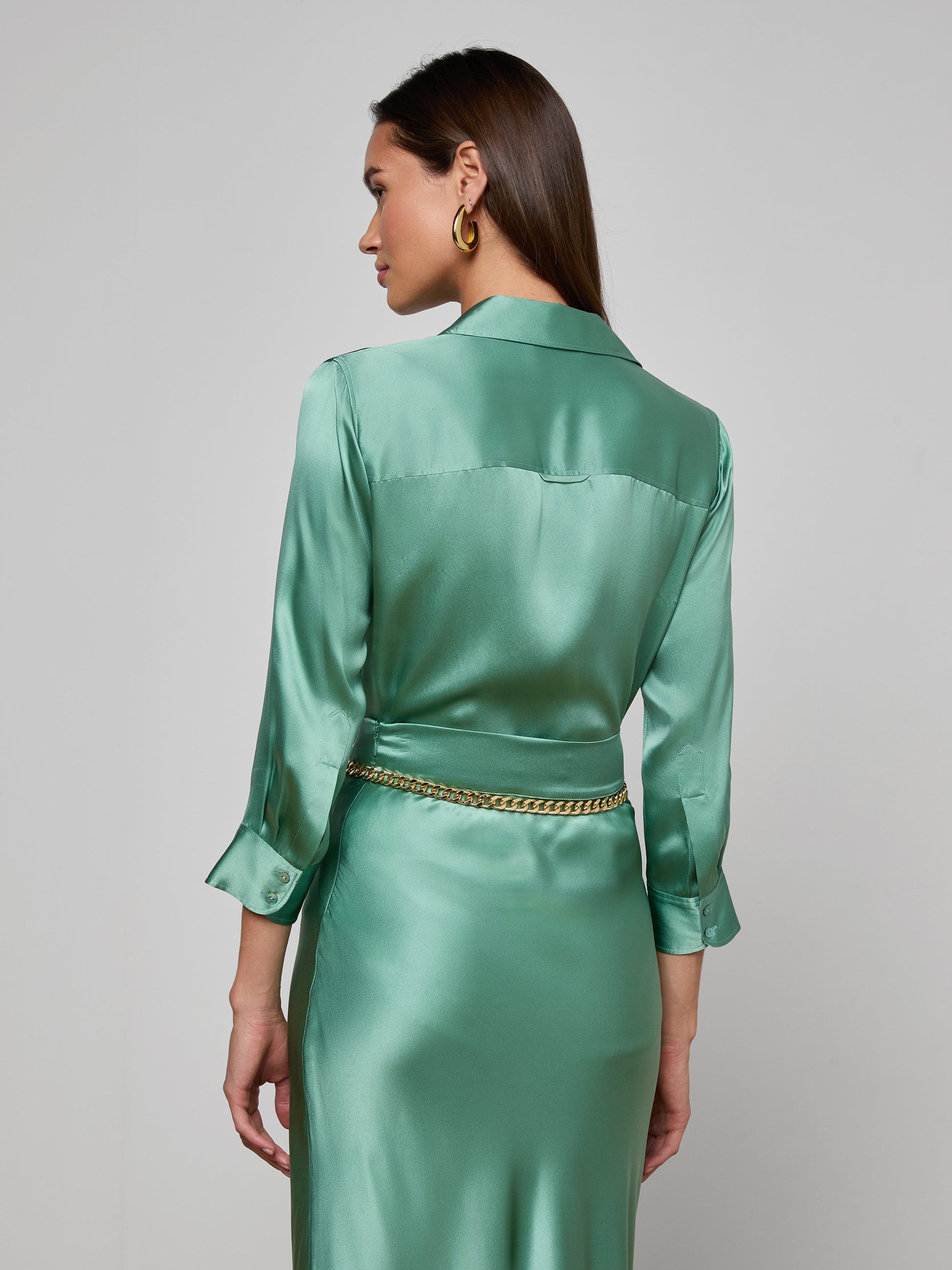 DANI 3/4 SLEEVE BLOUSE IN MALACHITE GREEN - Romi Boutique