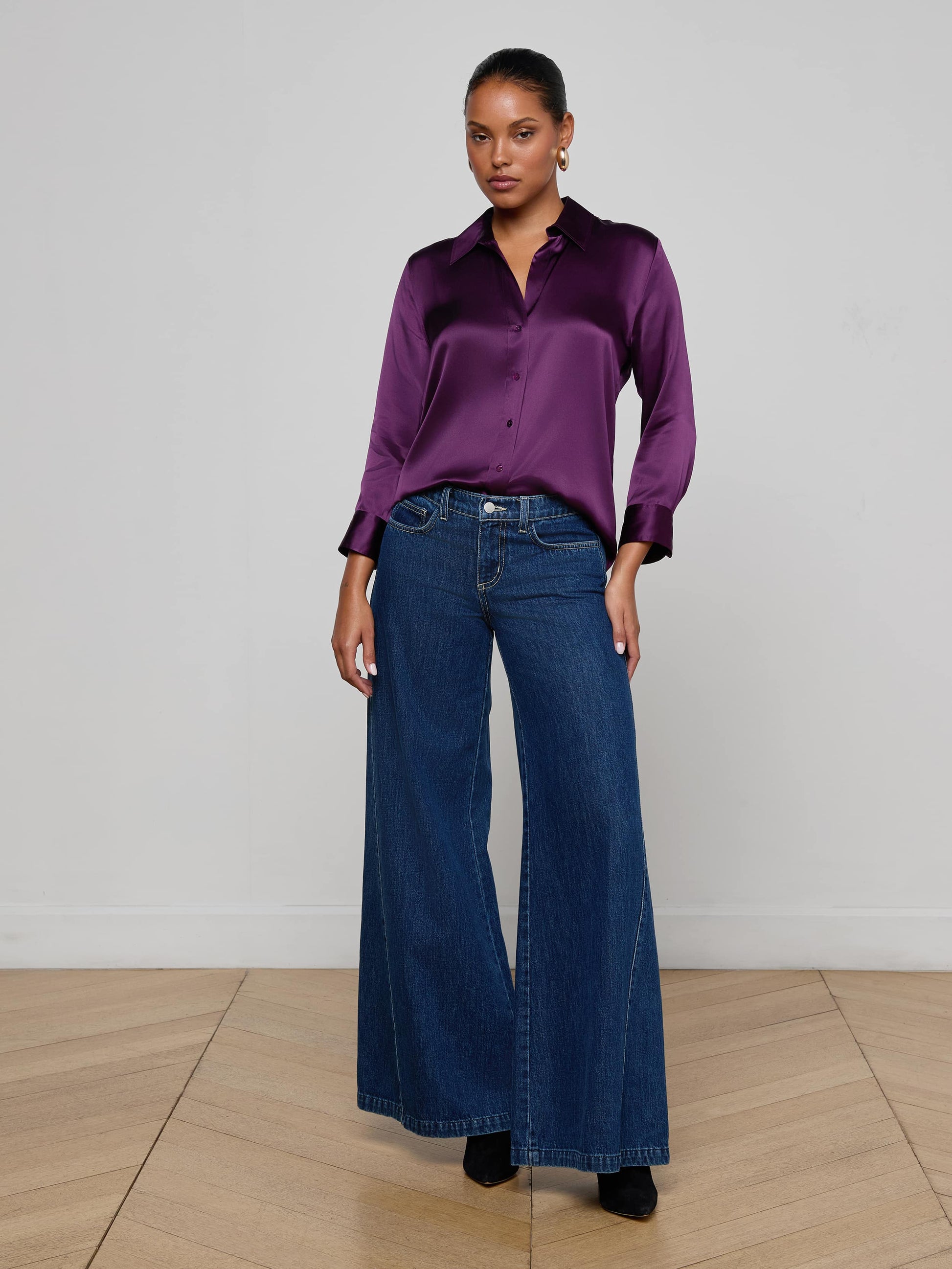 DANI 3/4 SLEEVE BLOUSE IN MEDIUM VIOLET - Romi Boutique
