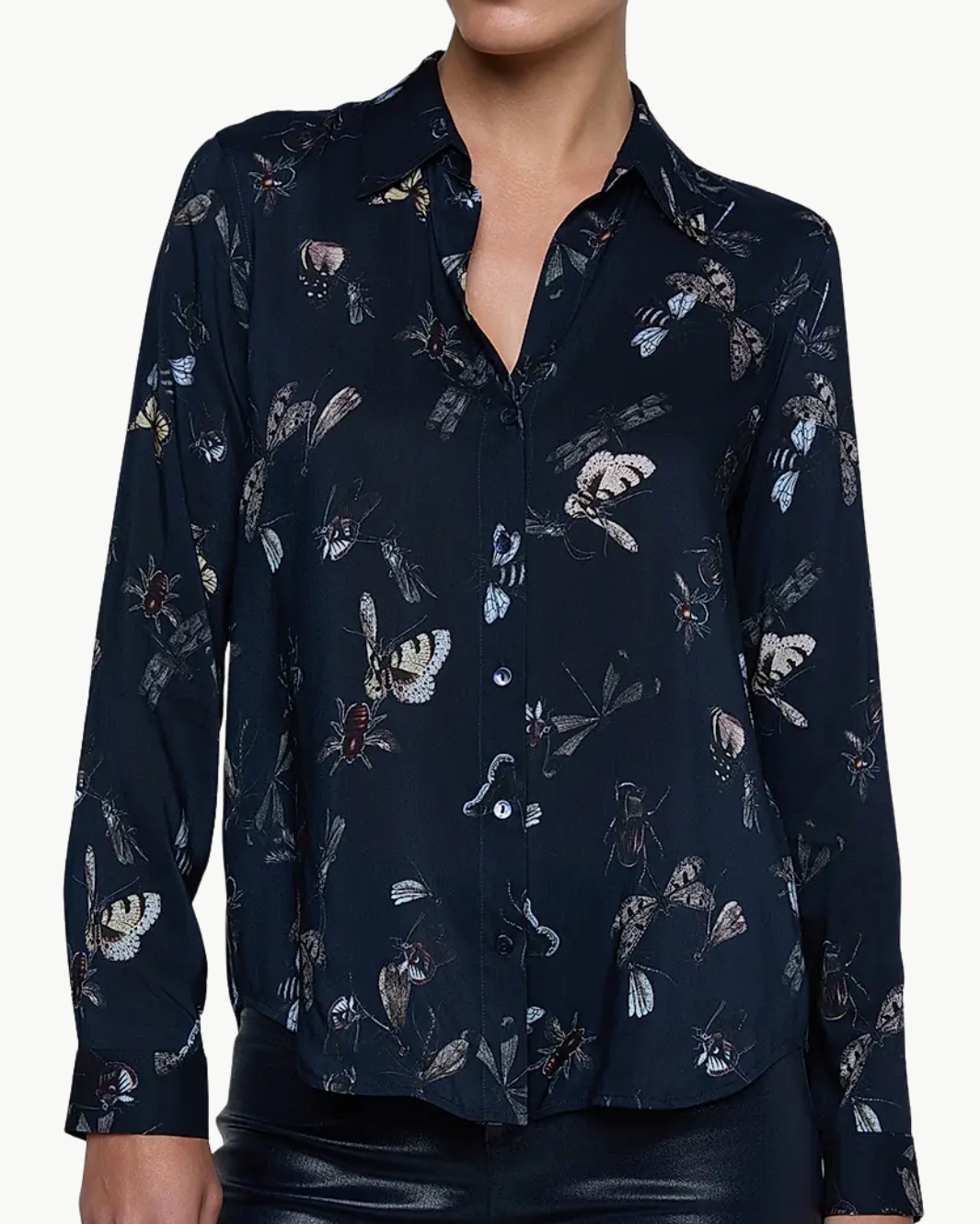 HOLLY BLOUSE IN MIDNIGHT MULTI BEETLES - Romi Boutique