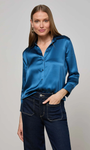 DANI 3/4 SLEEVE BLOUSE IN STONE BLUE - Romi Boutique