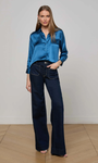 DANI 3/4 SLEEVE BLOUSE IN STONE BLUE - Romi Boutique
