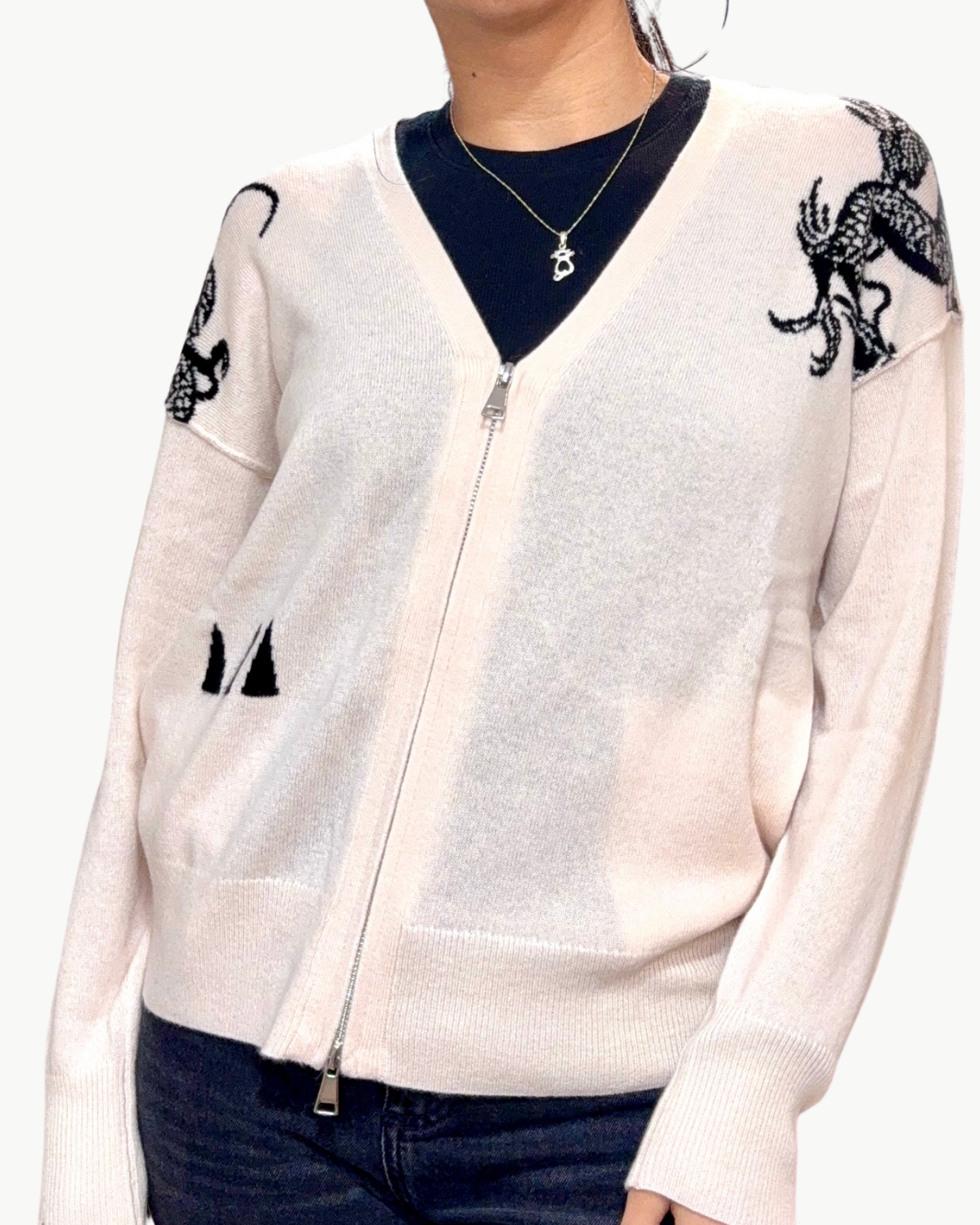 DRAGON ZIP BLOUSON IN IVORY by Lana Bilzerian - Romi Boutique