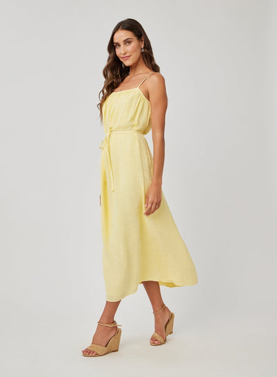 SHIRRED CAMI MAXI DRESS IN DAHLIA YELLOW