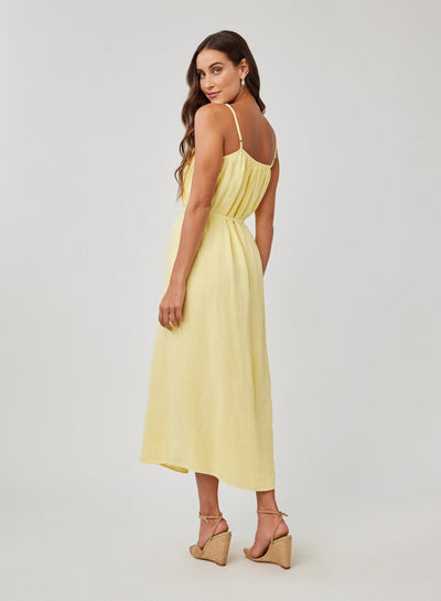 SHIRRED CAMI MAXI DRESS IN DAHLIA YELLOW