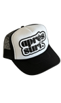 APRES SURF PATCH TRUCKER HAT IN BLACK/WHITE by Local Beach - Romi Boutique