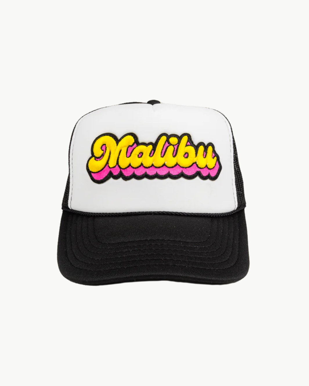 MALIBU PATCH TRUCKER HAT IN BLACK/WHITE by Local Beach - Romi Boutique