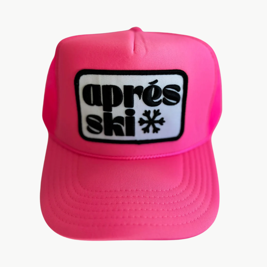APRES SKI PATCH TRUCKER HAT IN NEON PINK by Local Beach - Romi Boutique