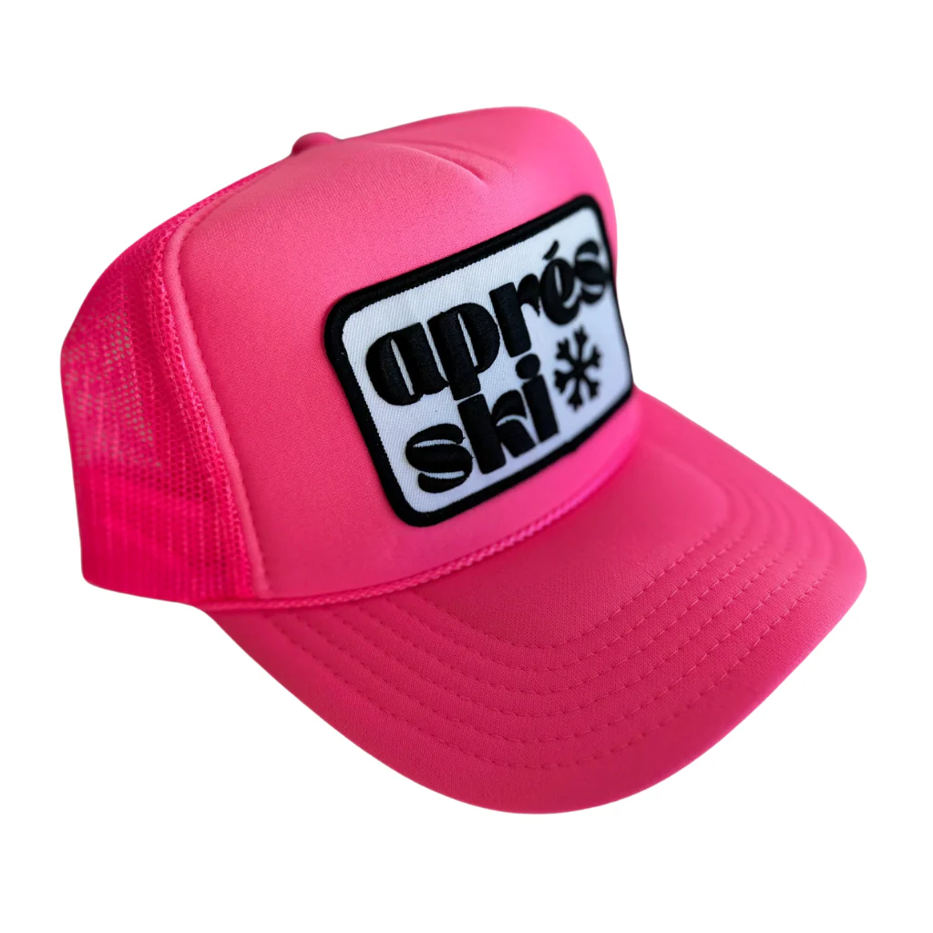 APRES SKI PATCH TRUCKER HAT IN NEON PINK by Local Beach - Romi Boutique