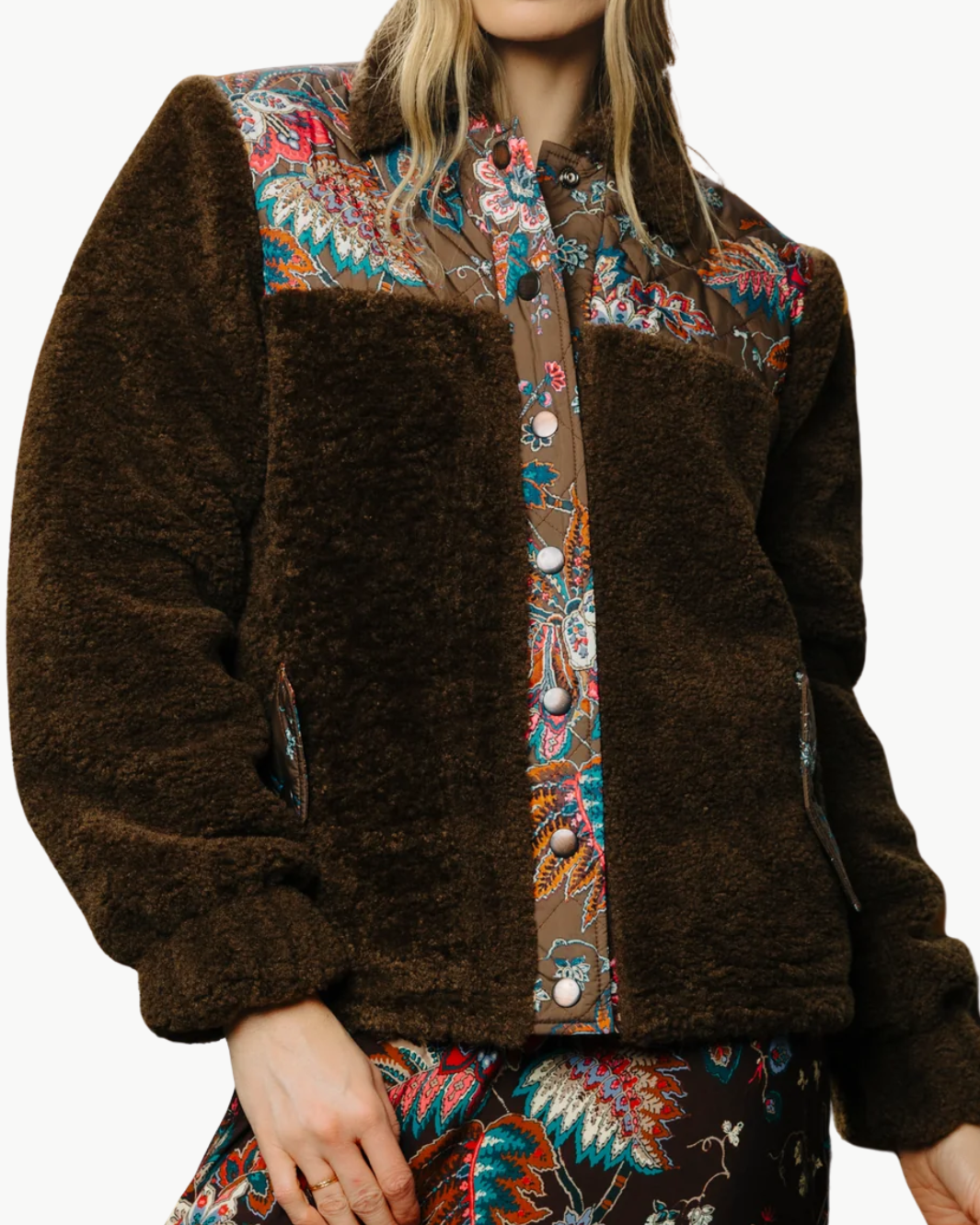FINLEY SHERPA JACKET IN CHARLOTTE FLORAL PRINT - Romi Boutique