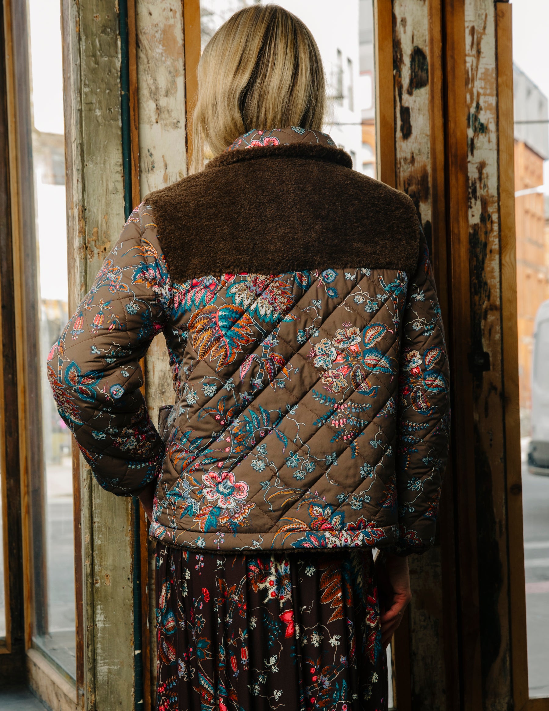 FINLEY SHERPA JACKET IN CHARLOTTE FLORAL PRINT - Romi Boutique